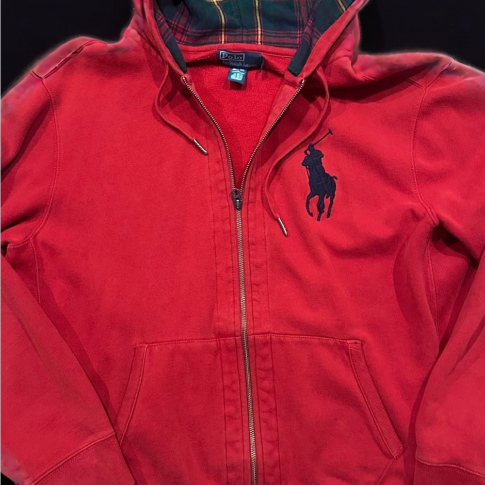 Ralph Lauren Men Red Zip-Up Hoodie